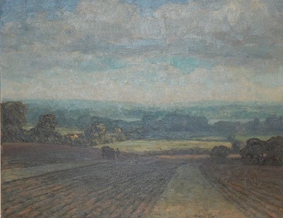 Lot 415 - G W Edwards - Ploughing, oil on canvas, signed...