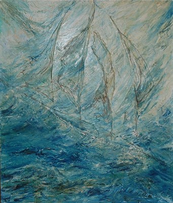 Lot 416 - M Buttery - Abstract sailing vessel within...
