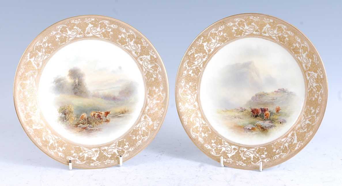 Lot 2080 - A pair of 1919 Royal Worcester porcelain...