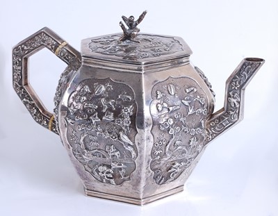 Lot 2119 - An early Victorian silver teapot, of hexagonal...