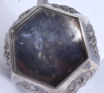 Lot 2119 - An early Victorian silver teapot, of hexagonal...