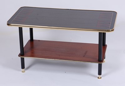 Lot 589 - A 1960s lacquered and ebonised low two-tier...