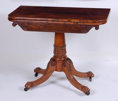 Lot 2472 - A George IV rosewood pedestal card table, the...