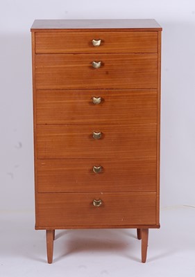 Lot 565 - A 1960s teak narrow six drawer chest by Avalon,...