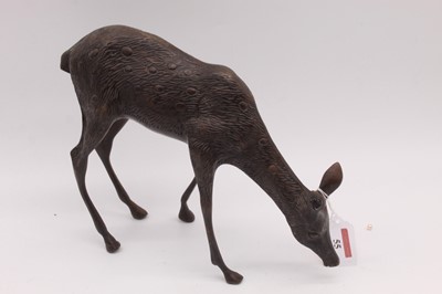 Lot 55 - A 20th century bronze model of a fawn, height...