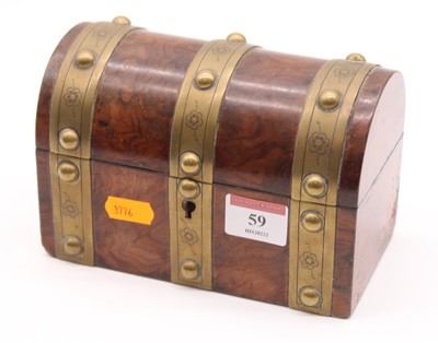 Lot 59 - A Victorian burr walnut and brass bound casket,...