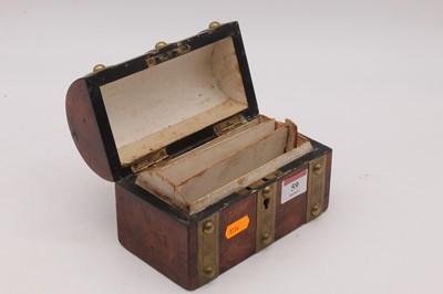 Lot 59 - A Victorian burr walnut and brass bound casket,...