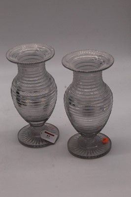 Lot 63 - A pair of circa 1820 Irish lead glass vases,...