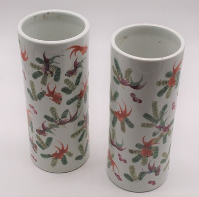 Lot 66 - A pair of early 20th century Chinese cylinder...
