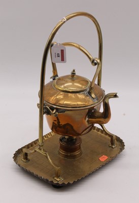 Lot 68 - An early 20th century brass spirit kettle and...
