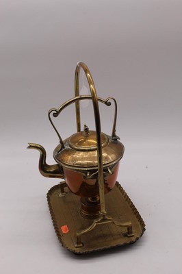 Lot 68 - An early 20th century brass spirit kettle and...