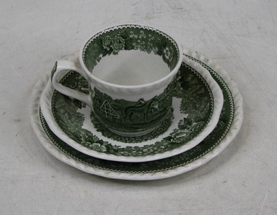 Lot 86 - A Minton green Cockatrice pattern tea service