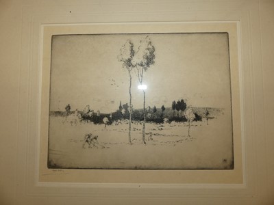 Lot 1044 - Alfred Hartley - An Essex stream, etching,...