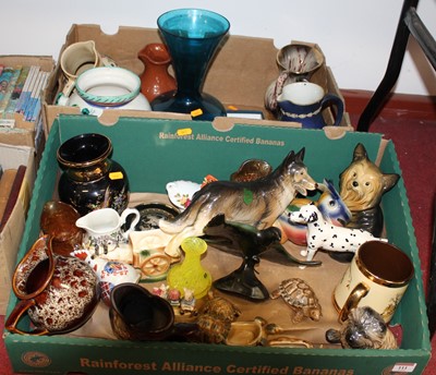 Lot 111 - Two boxes of various glass and ceramics to...