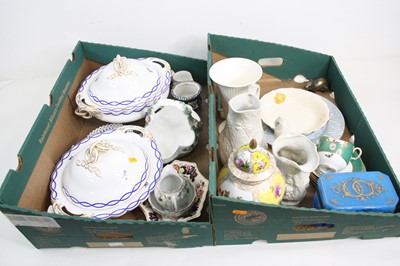 Lot 213 - Two boxes of mixed ceramics, to include a...