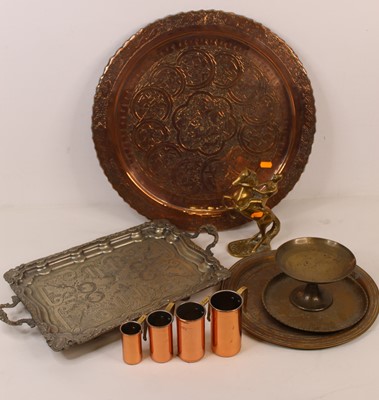 Lot 222 - 3667 A collection of brass and copper wares,...