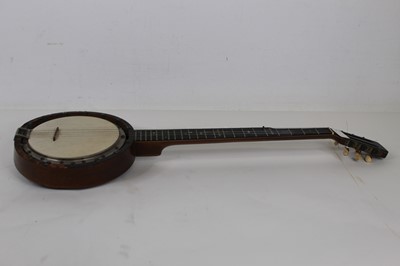 Lot 154 - A mid 20th century five string banjo, 86cm long