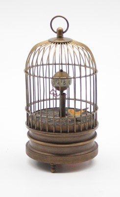 Lot 255 - A reproduction birdcage automata clock, h.14cm