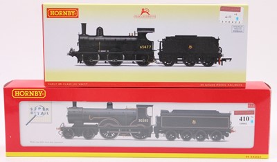 Lot 410 - Two Hornby locos & tenders both BR black...