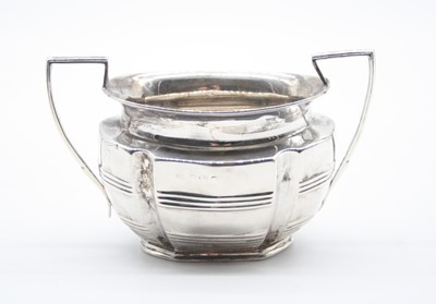 Lot 403 - A George V silver sugar bowl of reeded oval...