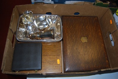 Lot 419 - A box of miscellaneous silver plated wares to...
