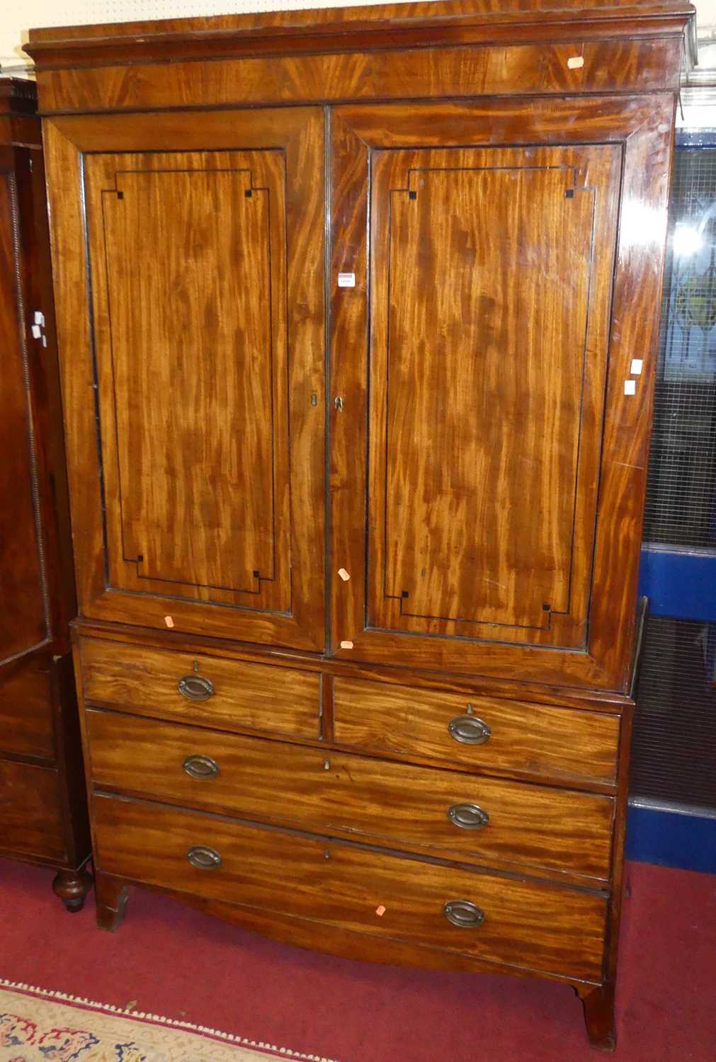 Lot 1160 - A Regency mahogany and ebony line inlaid...