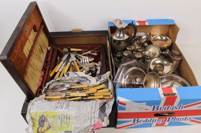Lot 424 - A box of miscellaneous silver plated wares to...