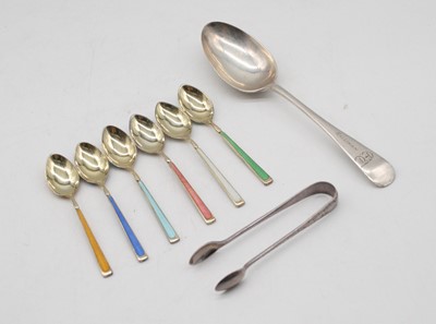 Lot 474 - A matched set of six George VI silver gilt and...