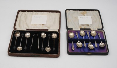 Lot 477 - A cased set of six George V silver coffee...
