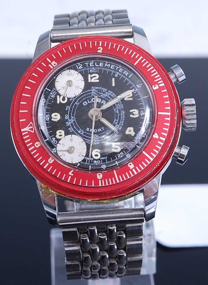 Lot 353 - A gent's Globa steel cased chronograph, having...