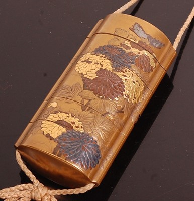 Lot 2329 - A late Edo period Japanese five-case gold...