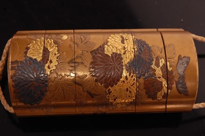 Lot 2329 - A late Edo period Japanese five-case gold...