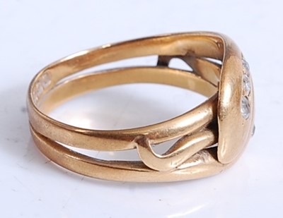 Lot 2213 - An 18ct yellow gold diamond set signet ring,...