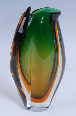 Lot 202 - A 1960s Italian Murano heavy glass vase, of...