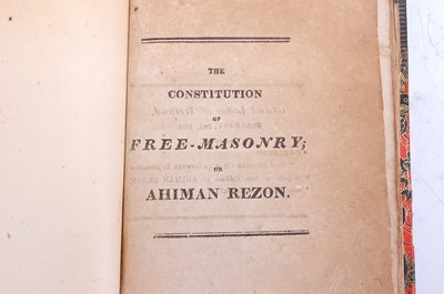 Lot 2021 - The Constitution Of Free-Masonry; Or Ahiman...