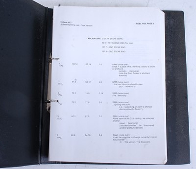 Lot 1192 - Titan A.E., a final version script for the...