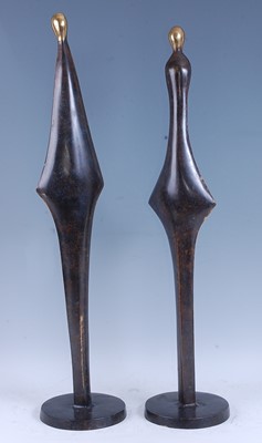 Lot 334 - Contemporary School - a large pair of bronze...