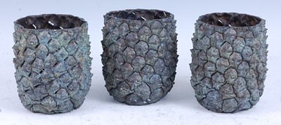 Lot 329 - A set of three contemporary green patinated...