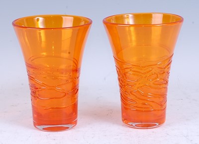 Lot 190 - A pair of 1960s art glass vases, orange...