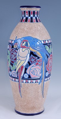 Lot 144 - A Czechoslovakian Art Deco large ceramic vase,...