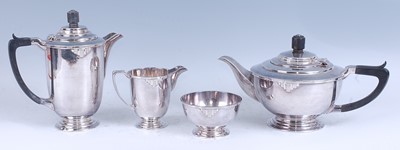 Lot 281 - An Art Deco silver plated four-piece tea and...