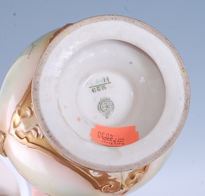 Lot 2081 - A pair of 1910 Royal Worcester porcelain vases,...