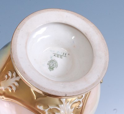 Lot 2081 - A pair of 1910 Royal Worcester porcelain vases,...