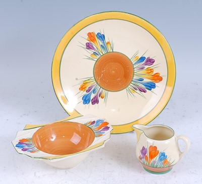 Lot 124 - A 1930s Clarice Cliff Crocus pattern plate,...