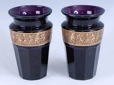Lot 182 - A pair of 1930s Moser Karlsbad amethyst glass...