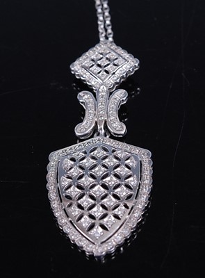 Lot 2218 - A white metal diamond articulated shield...