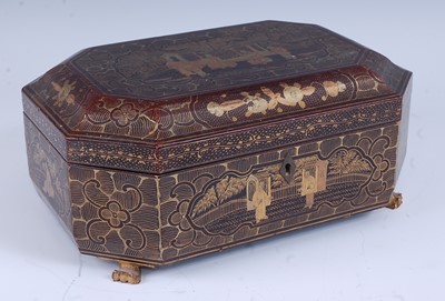 Lot 2320 - A 19th century chinoiserie black lacquered...