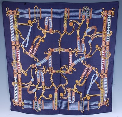 Lot 304 - A vintage French silk scarf, with chain link...