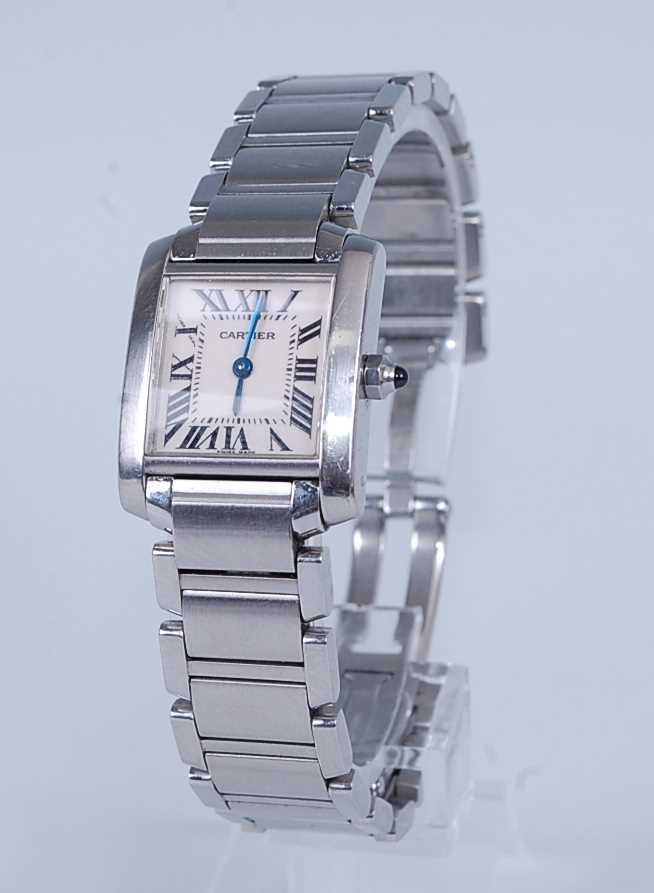 Lot 2258 - A Cartier Tank Francaise lady's stainless...