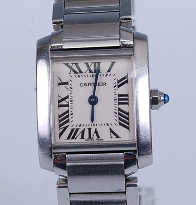 Lot 2258 - A Cartier Tank Francaise lady's stainless...